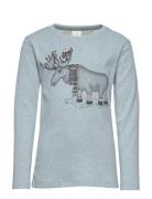 Horizon Ls Top-Oekotex Tops T-shirts Long-sleeved T-Skjorte Blue En Fa...