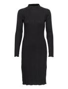 Irma Rib Dress Knælang Kjole Black Gina Tricot