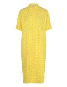 Crinckle Pop Canaria Dress Aop Knælang Kjole Yellow Mads Nørgaard