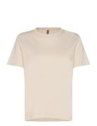 Pcria Ss Solid Tee Jrs Noos Bc Tops T-shirts & Tops Short-sleeved Beig...