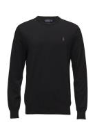 Slim Fit Cotton Sweater Tops Knitwear Round Necks Black Polo Ralph Lau...