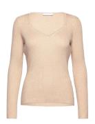 Knit With Heart Shape Neck Tops Knitwear Jumpers Beige Coster Copenhag...