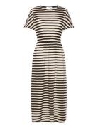 Slfamelie 2/4 Midi Stripe Dress B Knælang Kjole Black Selected Femme