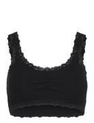 Silk Bralette W/ Lace Lingerie Bras & Tops Soft Bras Bralette Black Ro...