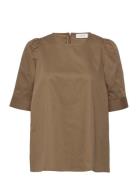 Billie Top Tops Blouses Short-sleeved Brown NORR