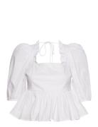 Darine Tops Blouses Short-sleeved White Custommade