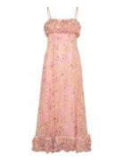 Organza Strap Dress Maxikjole Festkjole Pink By Ti Mo