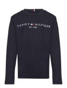 Essential Tee L/S Tops T-shirts Long-sleeved T-Skjorte Navy Tommy Hilf...