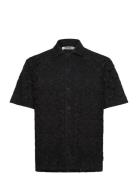 Wbbanks Lace Shirt Designers Shirts Short-sleeved Black Woodbird