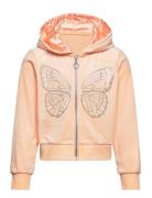 Velour Hoodie With Rhinest S Tops Sweatshirts & Hoodies Hoodies Orange...