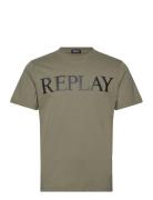 T-Shirt Regular Pure Logo Tops T-Kortærmet Skjorte Khaki Green Replay