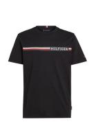 Chest Stripe Tee Tops T-Kortærmet Skjorte Black Tommy Hilfiger