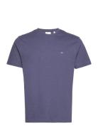 Reg Shield Ss T-Shirt Tops T-Kortærmet Skjorte Blue GANT