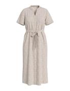 Videlea V-Neck S/S Midi Dress/R/Vol Knælang Kjole Cream Vila