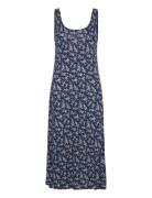 Floral Scoopneck Jersey Dress Knælang Kjole Blue Polo Ralph Lauren