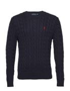 Cable-Knit Cotton Sweater Designers Knitwear Round Necks Navy Polo Ral...