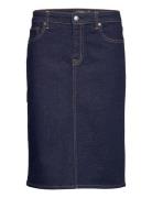 Sp Str Eco In Dnm-Skirt Knælang Nederdel Blue Lauren Ralph Lauren