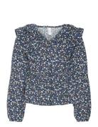 Vmfia Ls V-Neck Crop Top Wvn Girl Tops Blouses & Tunics Blue Vero Moda...