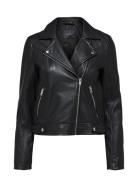 Slfkatie Leather Jacket B Noos Læderjakke Skindjakke Black Selected Fe...