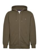 Reg Shield Full Zip Hoodie Tops Sweatshirts & Hoodies Hoodies Khaki Gr...