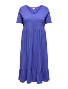 Carmay Life S/S Peplum Calf Dress Jrs Knælang Kjole Blue ONLY Carmakom...