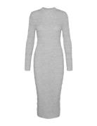 Vmlucky Ls Highneck Calf Dress Ga Boo Knælang Kjole Grey Vero Moda