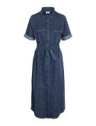 Nmgret Long Shirt Dress Wg004Mb Knælang Kjole Blue NOISY MAY