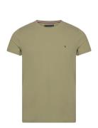 Stretch Slim Fit Tee Tops T-Kortærmet Skjorte Khaki Green Tommy Hilfig...