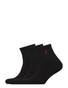 Quarter Sock 3-Pack Ankelstrømper Korte Strømper Black Polo Ralph Laur...