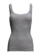 Rwbabette Sl Deep Back Lace Top Tops T-shirts & Tops Sleeveless Grey R...