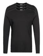 3Pk Basic Tee L/S Tops T-Langærmet Skjorte Black Lindbergh