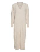 Onlnew Tessa L/S Midi V Dress Knt Noos Knælang Kjole Cream ONLY