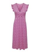 Onlmay Life S/L Wrap Midi Dress Jrs Knælang Kjole Pink ONLY