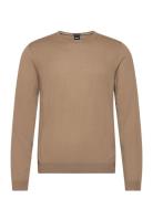 Leno-P Tops Knitwear Round Necks Beige BOSS