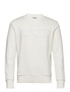 Reg Tonal Shield Cneck Sweat Tops Sweatshirts & Hoodies Sweatshirts Wh...