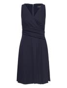 Surplice Jersey Sleeveless Dress Knælang Kjole Navy Lauren Ralph Laure...