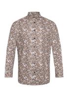 Slhslimsoho-Ethan Aop Shirt Ls Noos Tops Shirts Casual Brown Selected ...