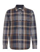 Heavy Twill Check Overshirt Tops Overshirts Navy GANT