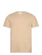 Lindbergh Print Tee S/S Tops T-Kortærmet Skjorte Beige Lindbergh