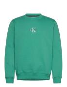 Monologo Crew Neck Tops Sweatshirts & Hoodies Sweatshirts Green Calvin...