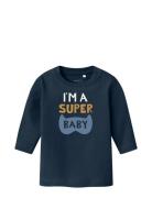 Nbmvacion Ls Top Box Tops T-shirts Long-sleeved T-Skjorte Navy Name It