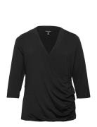 Surplice Jersey Top Tops T-shirts & Tops Long-sleeved Black Lauren Wom...