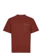 Contrast Stitch Pocket Tshirt Tops T-Kortærmet Skjorte Burgundy Superd...