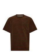 Akholger Frotte Stripe Tee Tops T-Kortærmet Skjorte Brown Anerkjendt