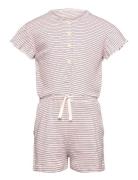 Striped Jumpsuit With Ruffles Jumpsuit Pink Copenhagen Colors