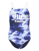 Marble Print Swimsuit Badedragt Badetøj Navy Juicy Couture