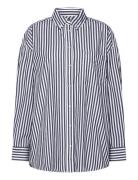 Tjw Ovs Pinstripe Shirt Tops Shirts Long-sleeved Navy Tommy Jeans