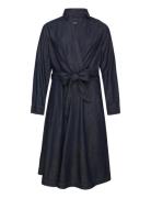 Denim Long-Sleeve Midi Dress Knælang Kjole Blue Lauren Women