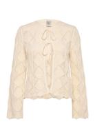 Yastreala Ls Knit Cardigan Tops Knitwear Cardigans Cream YAS