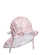 Hat W/Neck & Ties W/Print Solhat Pink Melton